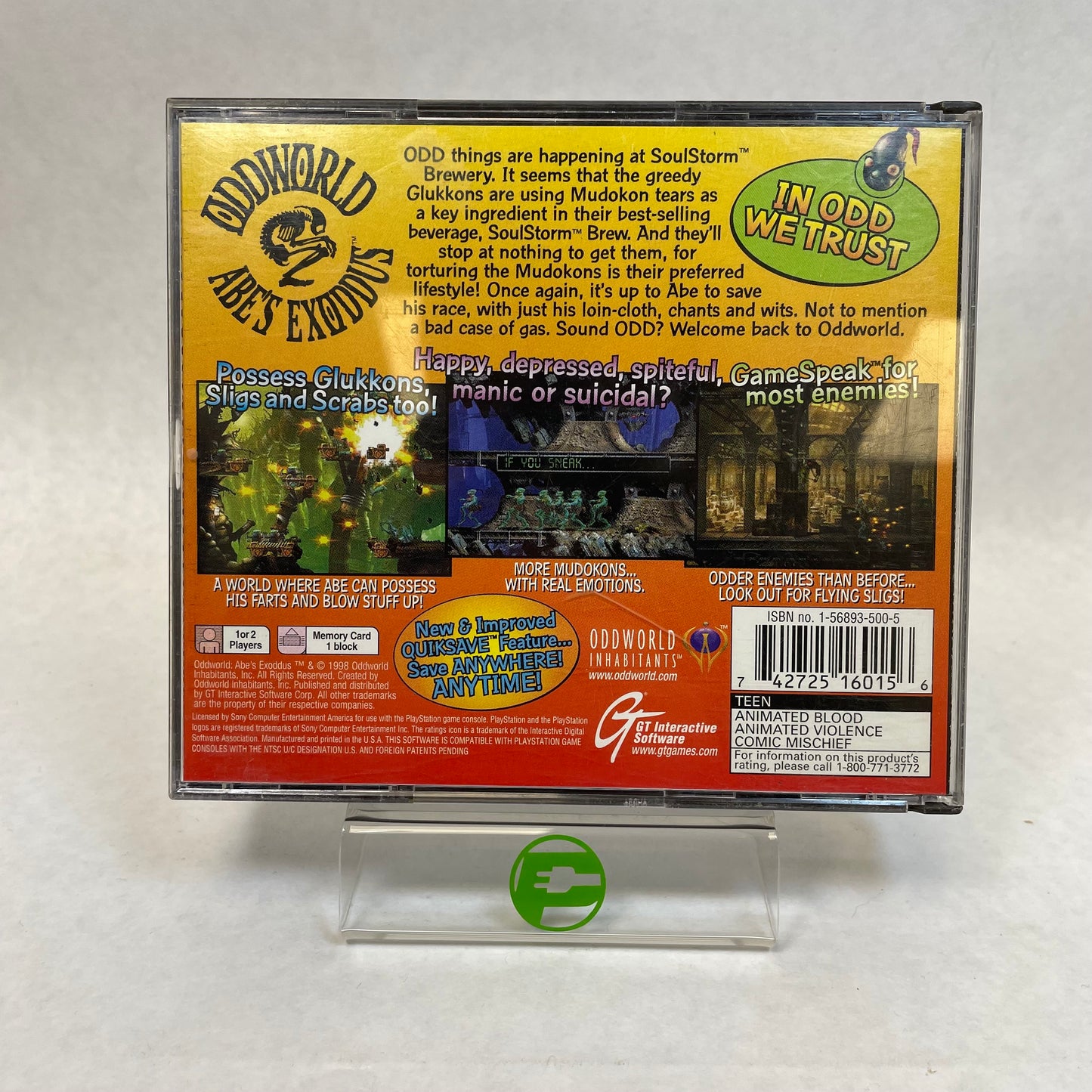 Oddworld Abe's Exoddus (Sony PlayStation 1 PS1, 1998)