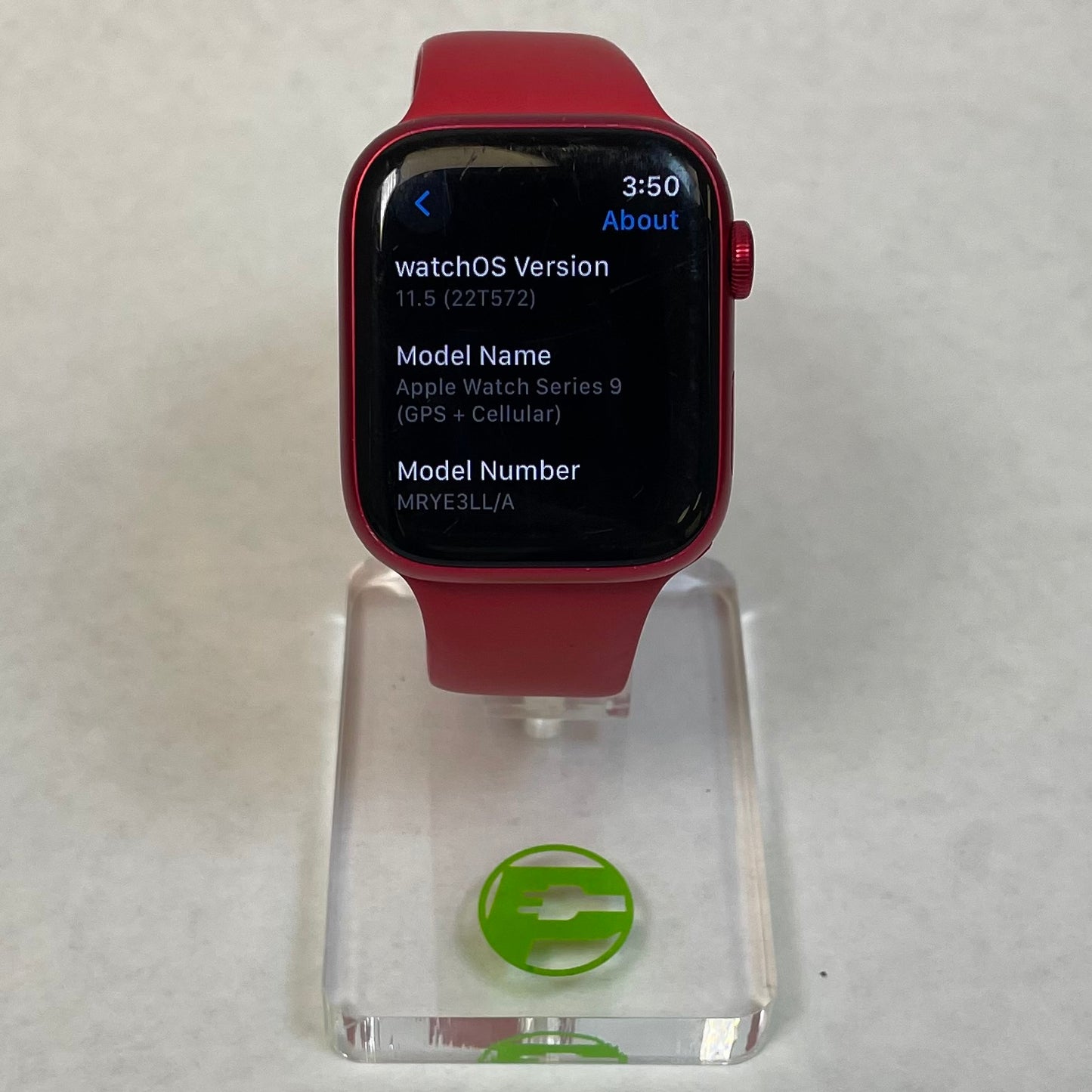 Unlocked Apple Watch Series 9 45MM Product Red Aluminum Red Sport Band MRYE3LL/A